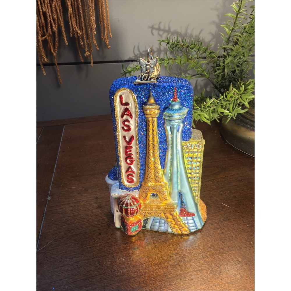 NEIMAN MARCUS Las Vegas Casino Ornament Polish Glass Christmas 4.5" NEW $88